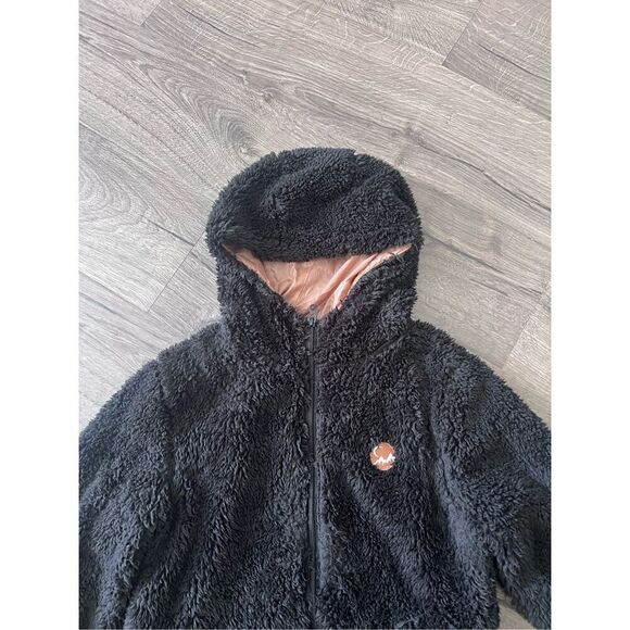 ZYIA Black Long Hooded Teddy Jacket size Small - Picture 5 of 7